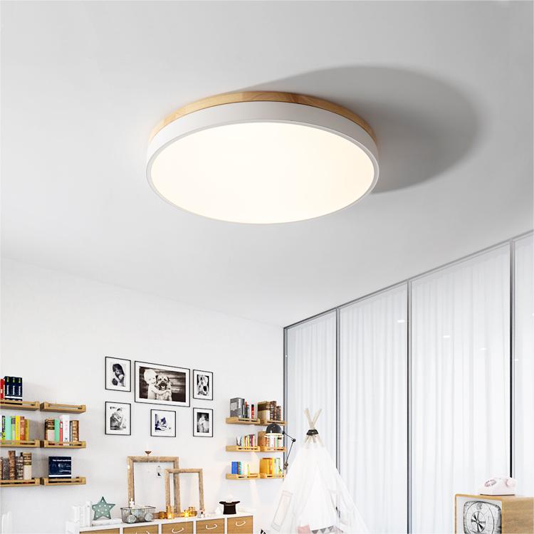 Wooden round shape flush mount ceiling lights