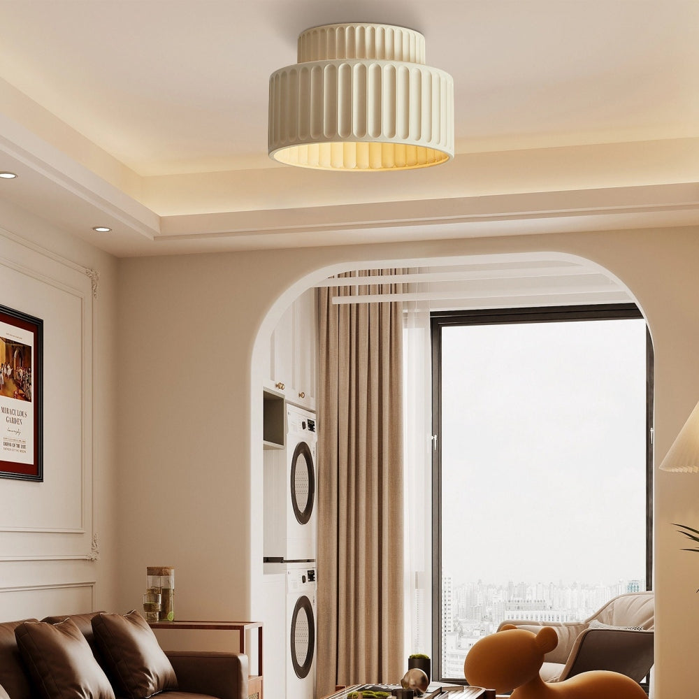 Vintage Cream Style Painted Semi Flush Mount Ceiling Light -Homdiy