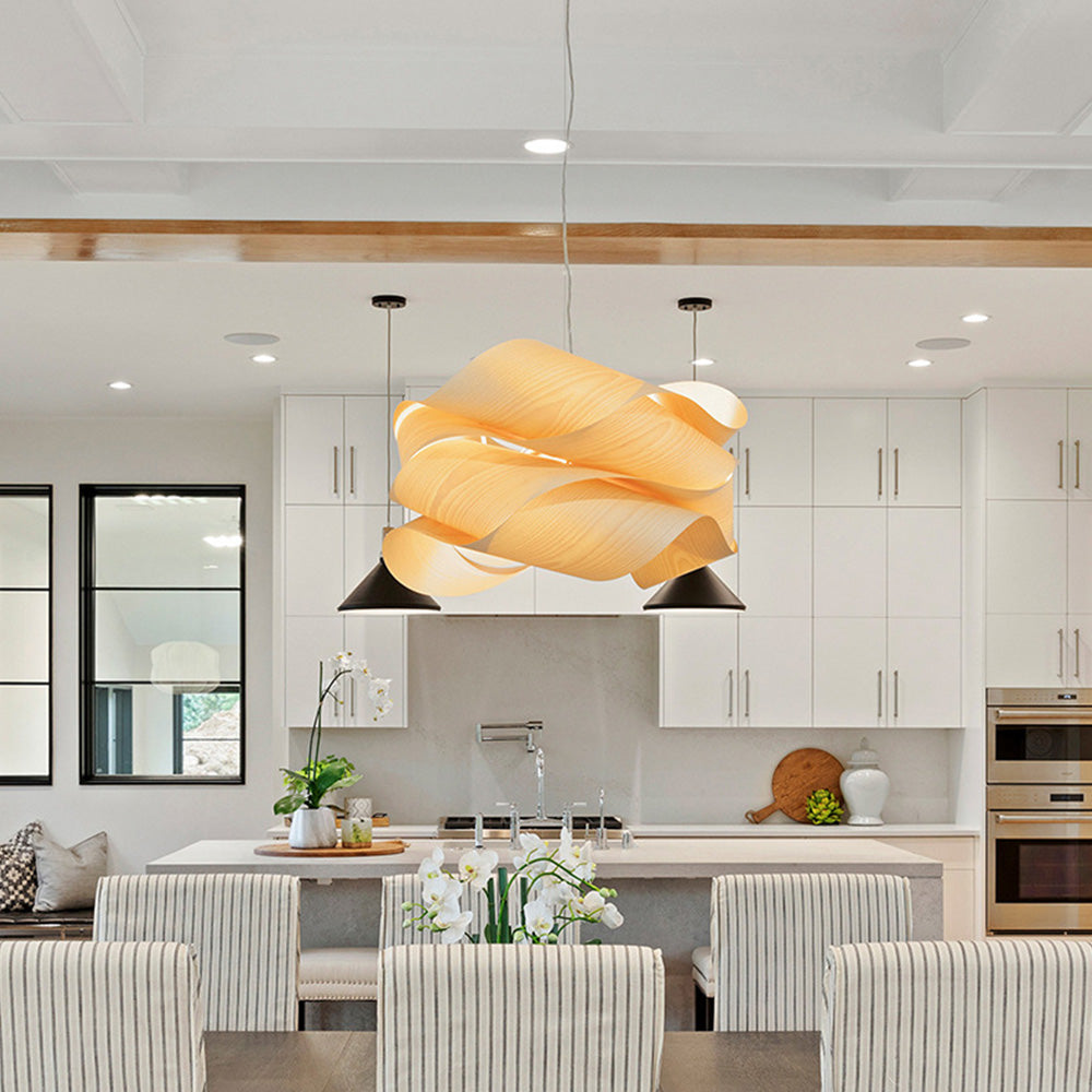 Modern Irregular Wood Pendant Light For Kitchen