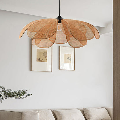 Rattan Petal Rustic Lamp Shade Pendant Light