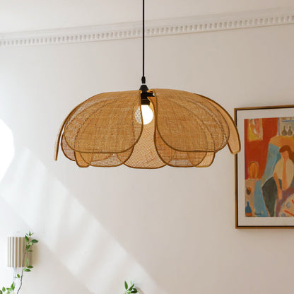 Rattan Petal Rustic Lamp Shade Pendant Light