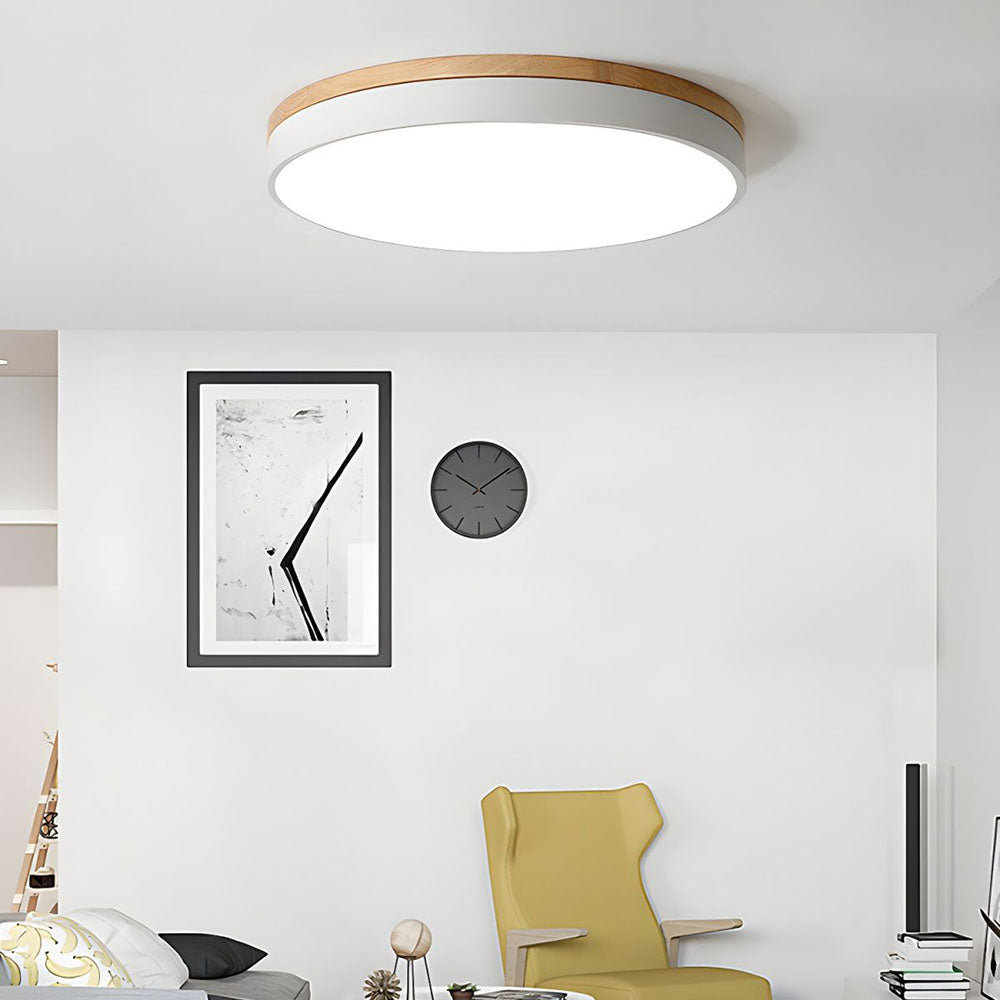 Wooden round shape flush mount ceiling lights