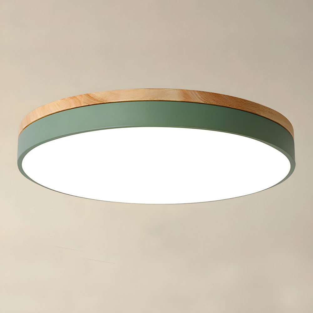 Wooden round shape flush mount ceiling lights