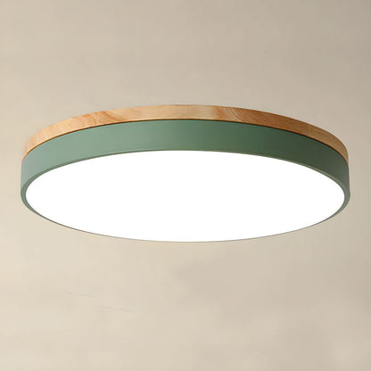 Wooden round shape flush mount ceiling lights