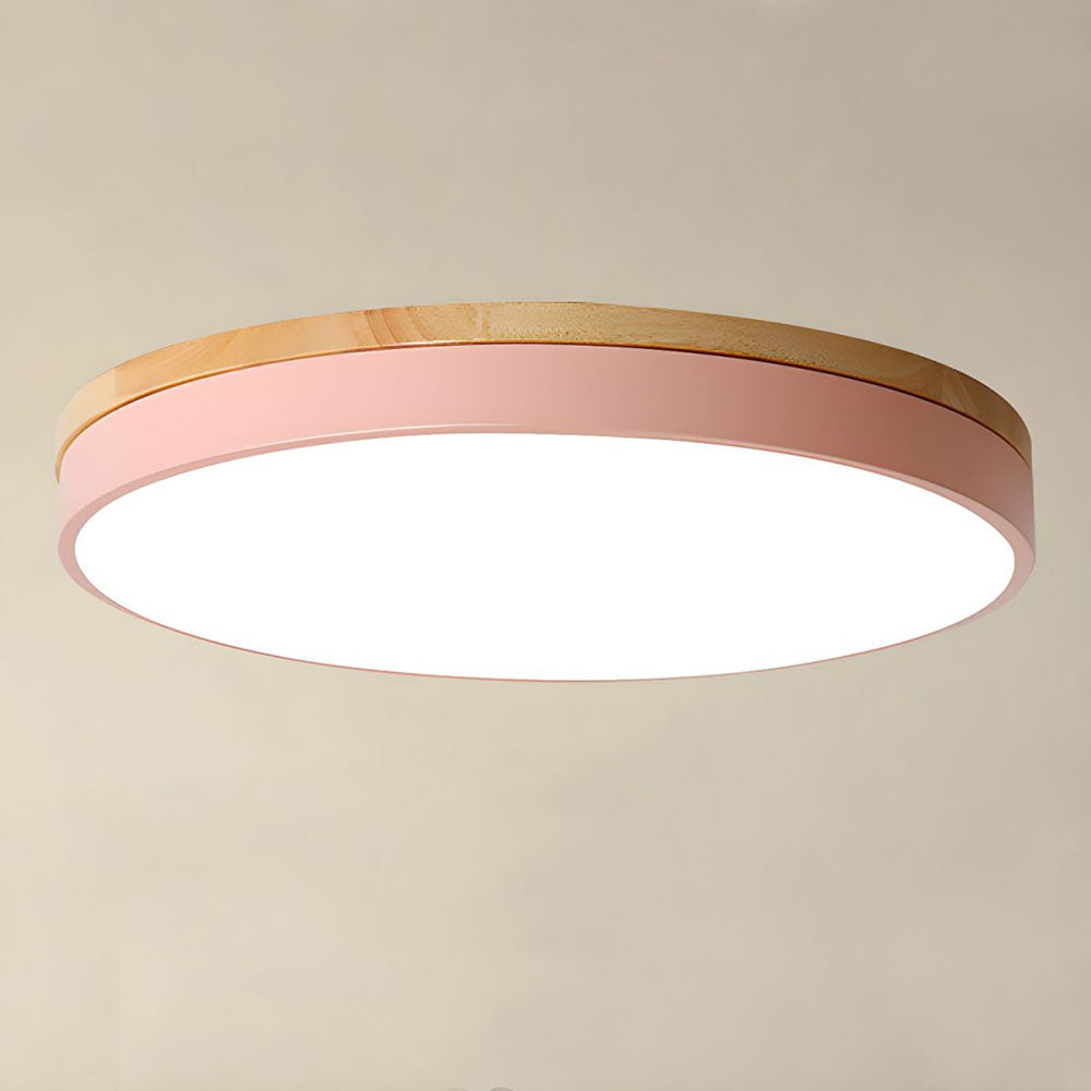 Wooden round shape flush mount ceiling lights