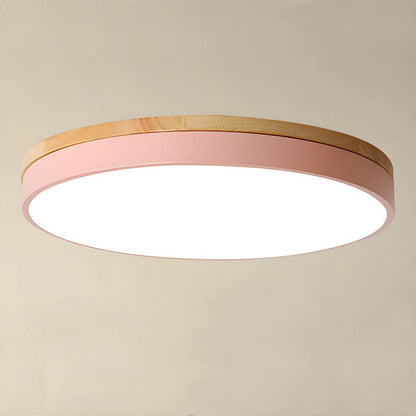 Wooden round shape flush mount ceiling lights