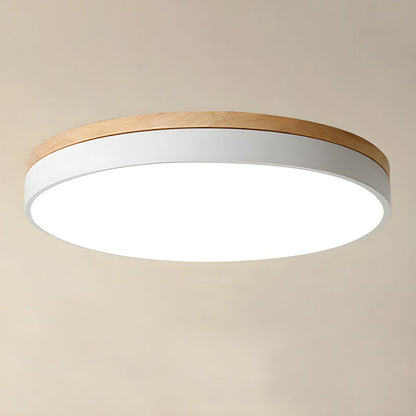 Wooden round shape flush mount ceiling lights