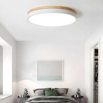 Wooden round shape flush mount ceiling lights