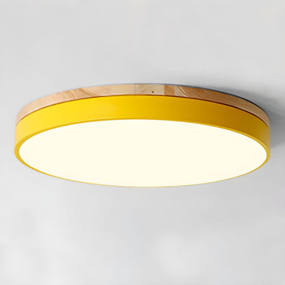 Wooden round shape flush mount ceiling lights