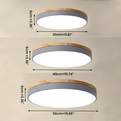 Wooden round shape flush mount ceiling lights