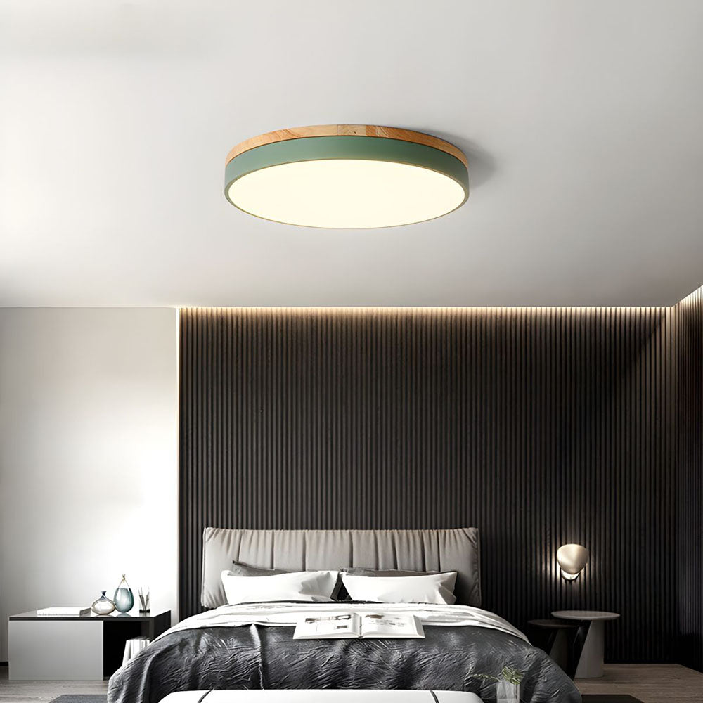Wooden round shape flush mount ceiling lights