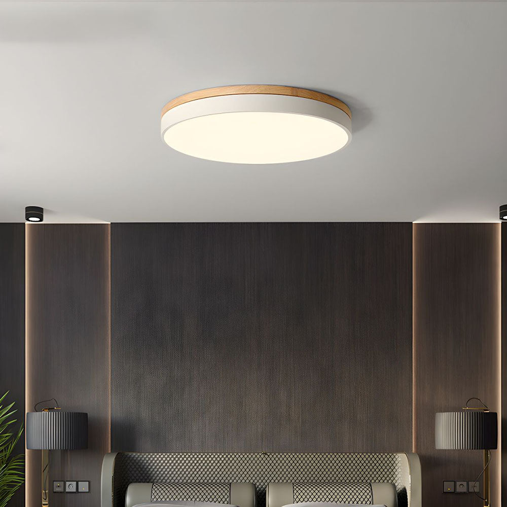 Wooden round shape flush mount ceiling lights