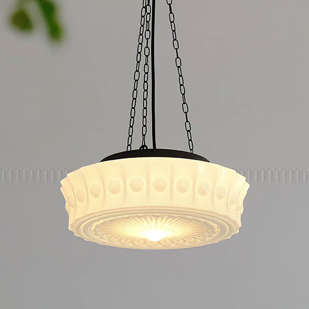 White Vintage Round Pendant Light -Homdiy