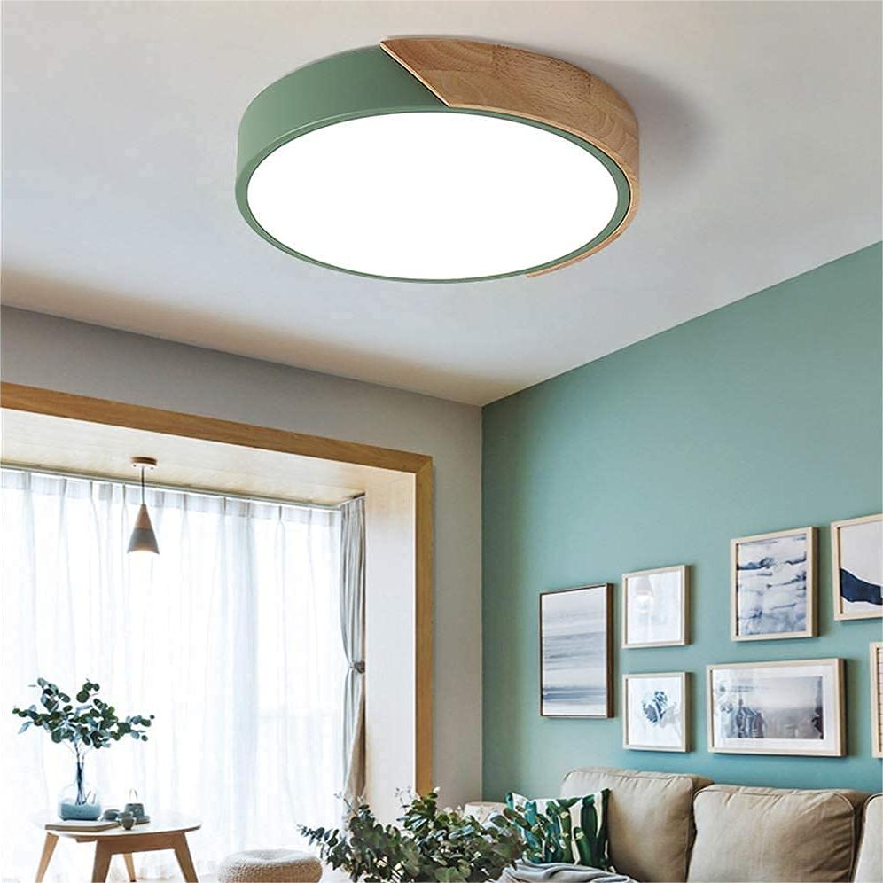 Macaron Round LED Dimmable Wood Ceiling Lamp