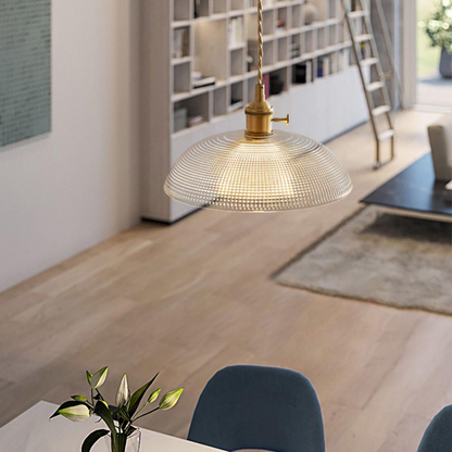 Vintage INS Glass Ribbed Pendant Light