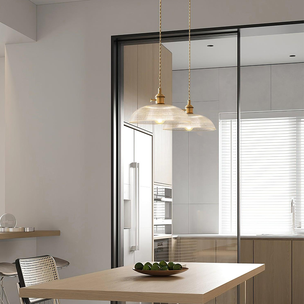 Vintage INS Glass Ribbed Pendant Light
