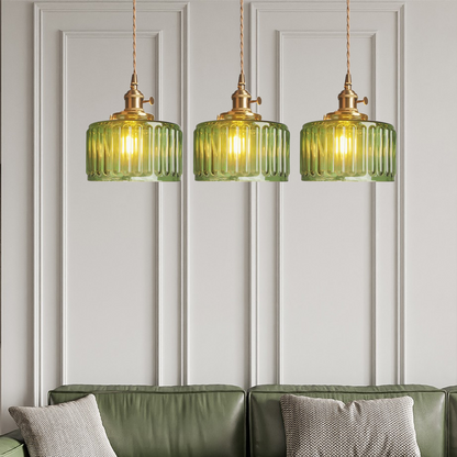 Vintage Stunning Cylinder Glass Pendant Light