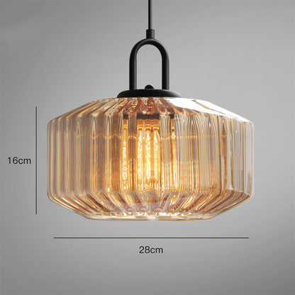 Mid Century Striped Glass Pendant Light