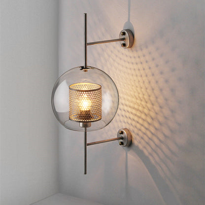 Modern Glass Golden Wall Ball Light Bedside Sconce -Homdiy