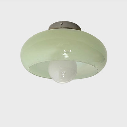 Mid Century Glass Semi Flush Mount Ceiling Lamp