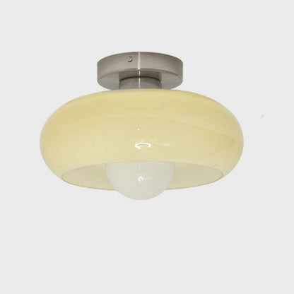 Mid Century Glass Semi Flush Mount Ceiling Lamp