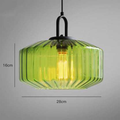 Mid Century Striped Glass Pendant Light