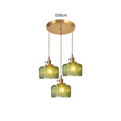 Vintage Stunning Cylinder Glass Pendant Light