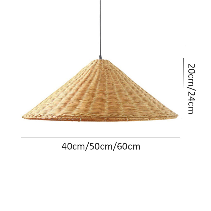 Woven Rattan Pendant Light Wicker Cone Lamp Shade -Lampsmodern