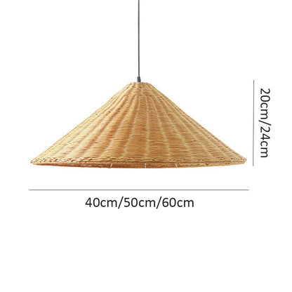 Woven Rattan Pendant Light Wicker Cone Lamp Shade -Lampsmodern