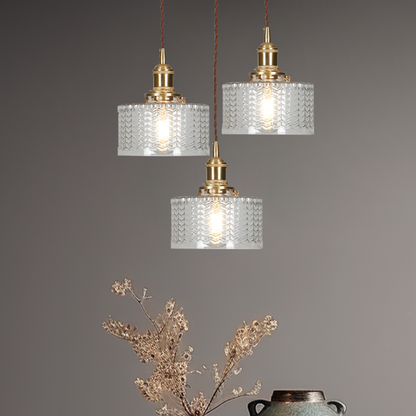 Vintage Stunning Cylinder Glass Pendant Light