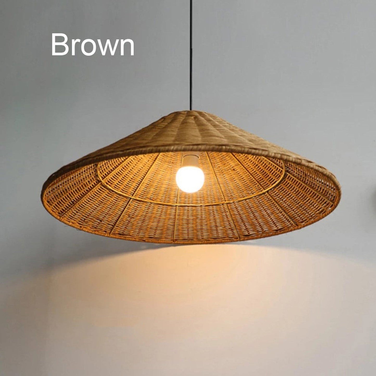 Retro Woven Rattan Cone Pendant Light