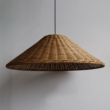 Woven Rattan Pendant Light Wicker Cone Lamp Shade -Lampsmodern