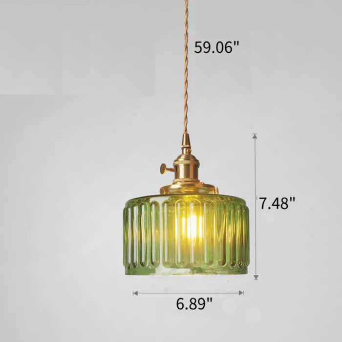 Vintage Stunning Cylinder Glass Pendant Light