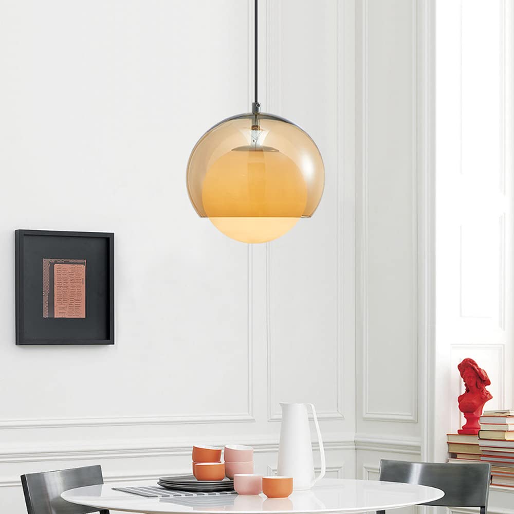 Vintage Orange Bauhaus Glass Pendant Light