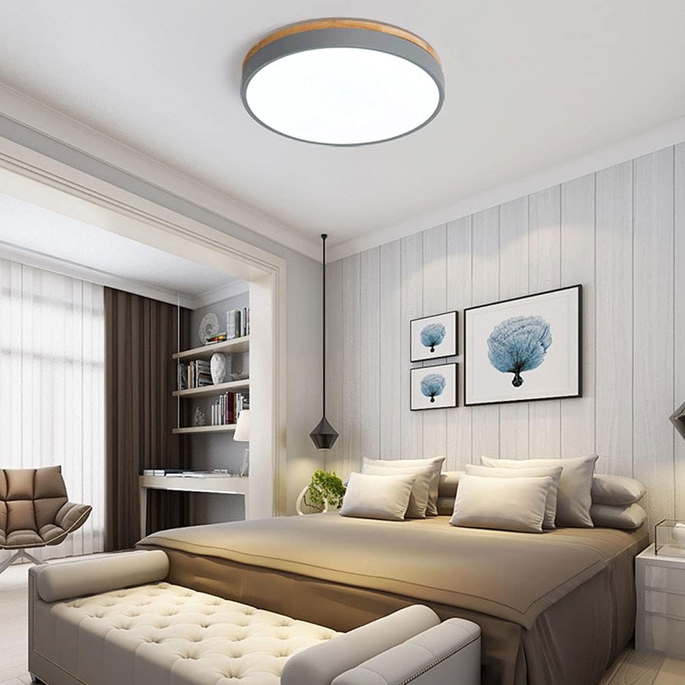 Wooden round shape flush mount ceiling lights