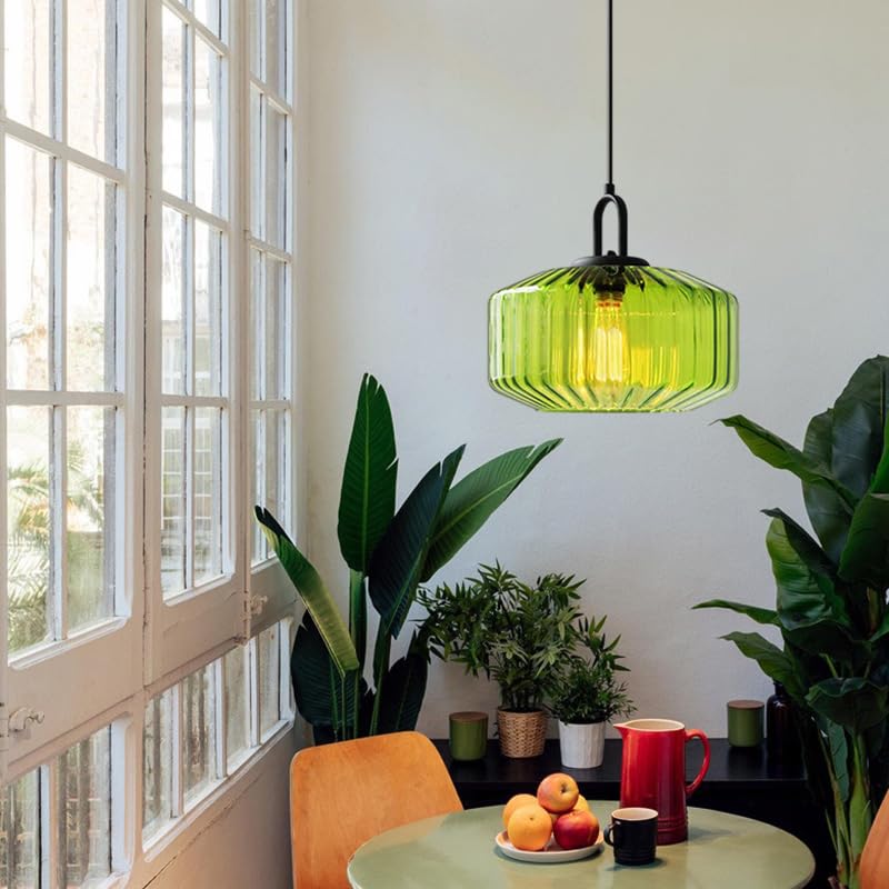 Mid Century Striped Glass Pendant Light