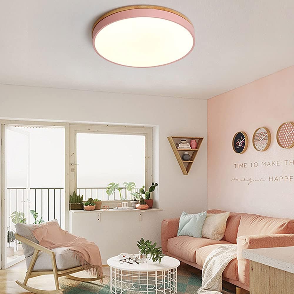 Wooden round shape flush mount ceiling lights