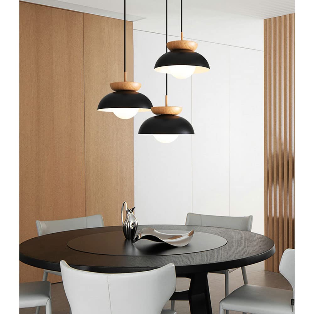 Nordic Modern Metal & Wood Black White Pendant Lamp & Ceiling Lamp -Homdiy