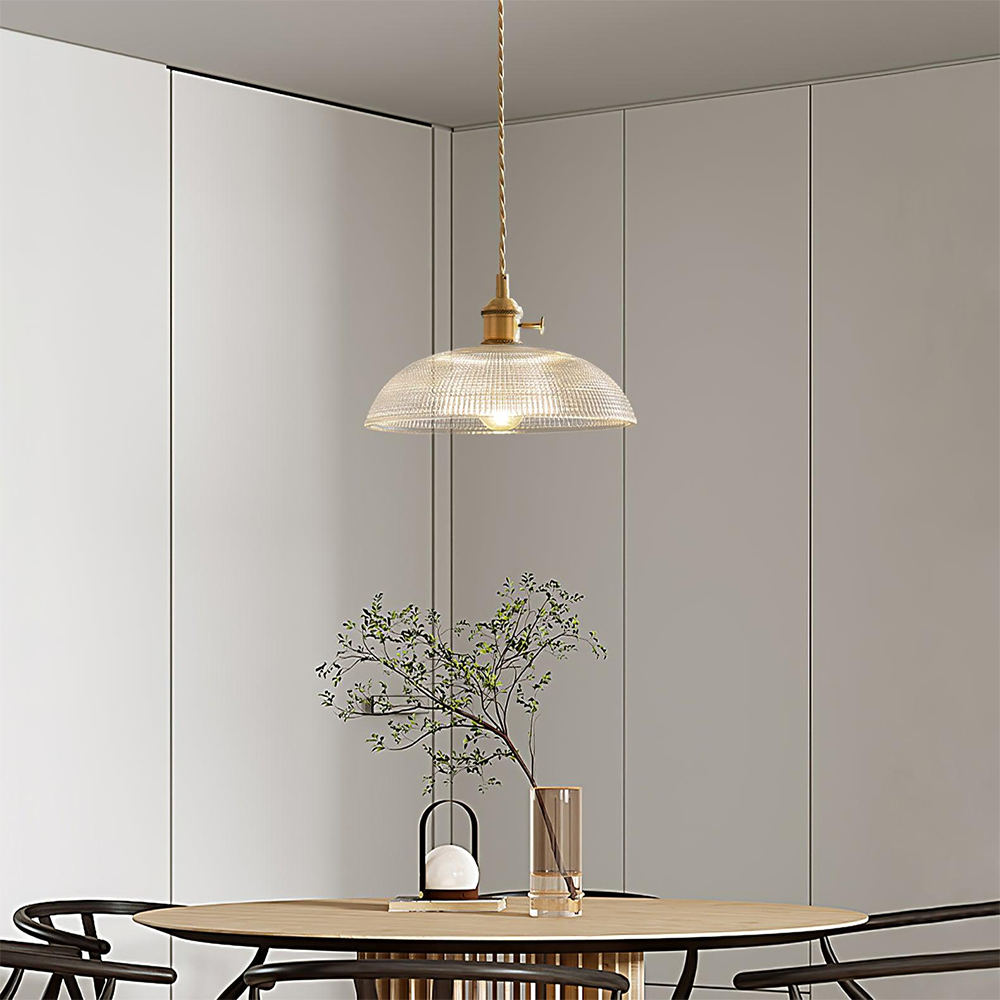 Vintage INS Glass Ribbed Pendant Light