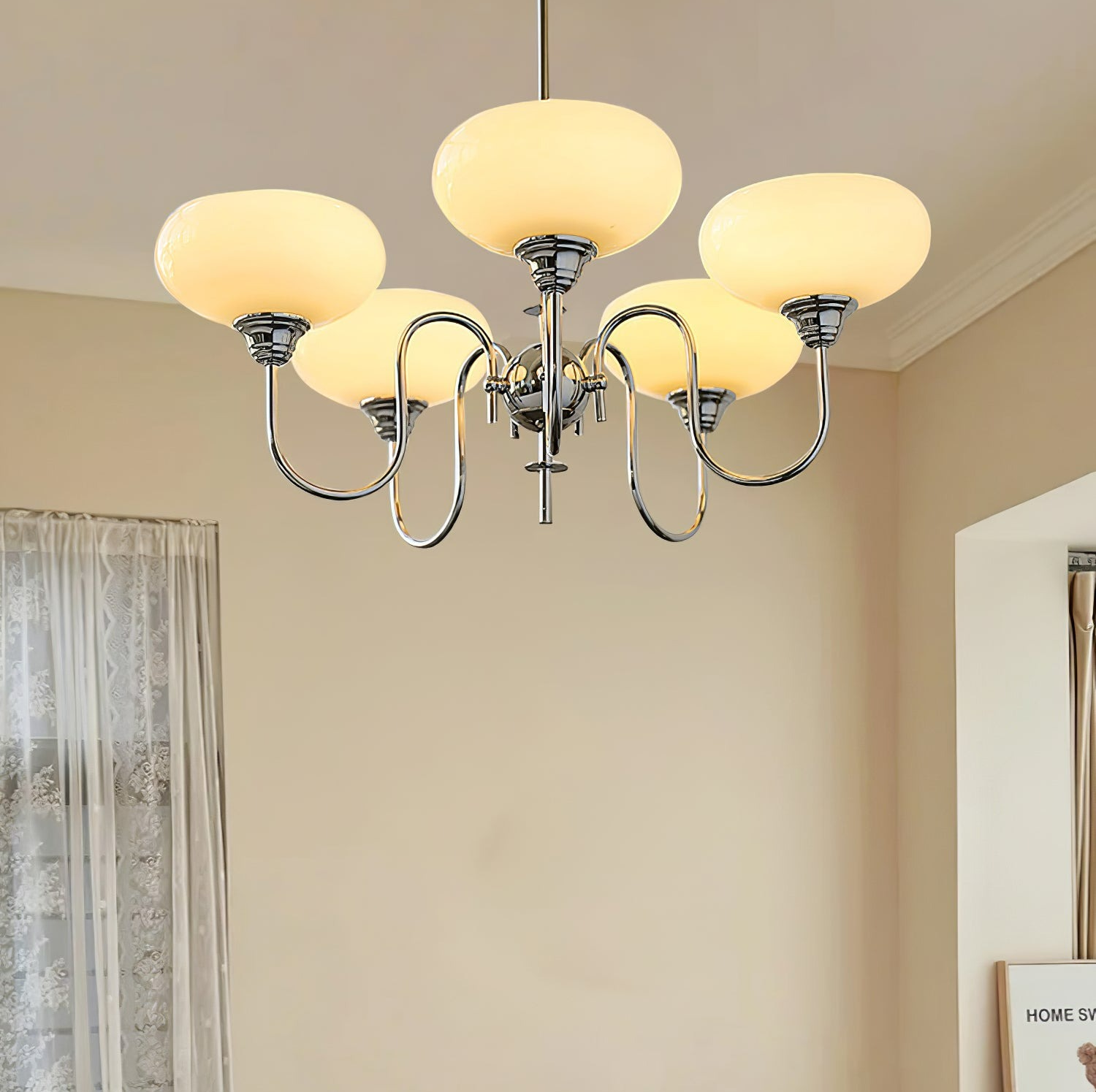 Bubble Creamy Persimmon Glass Chandelier -Homdiy