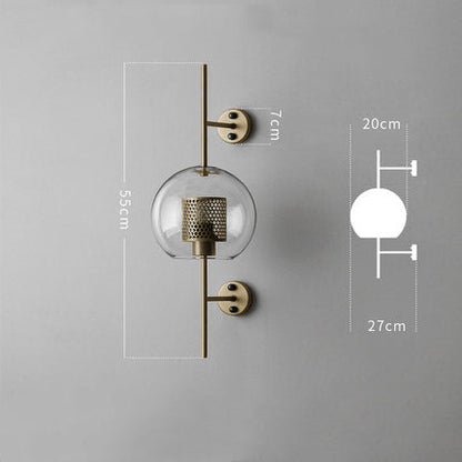 Modern Glass Golden Wall Ball Light Bedside Sconce -Homdiy