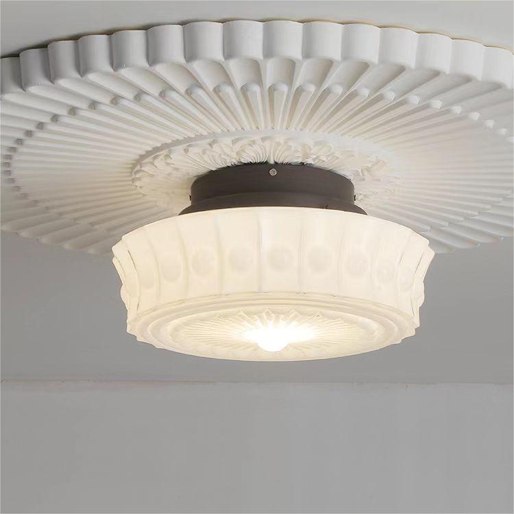 White Vintage Round Pendant Light