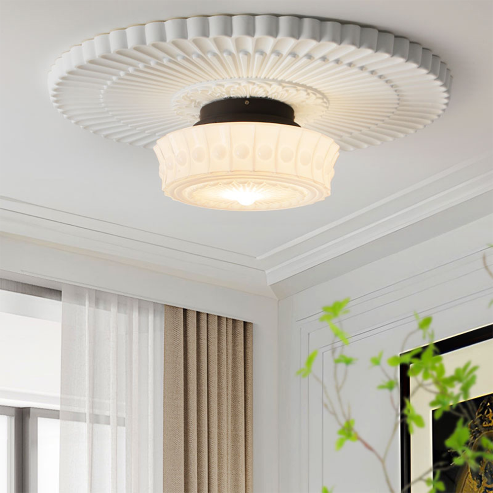 White Vintage Round Pendant Light