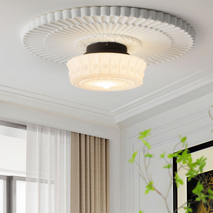 White Vintage Round Pendant Light