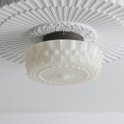 White Vintage Round Pendant Light