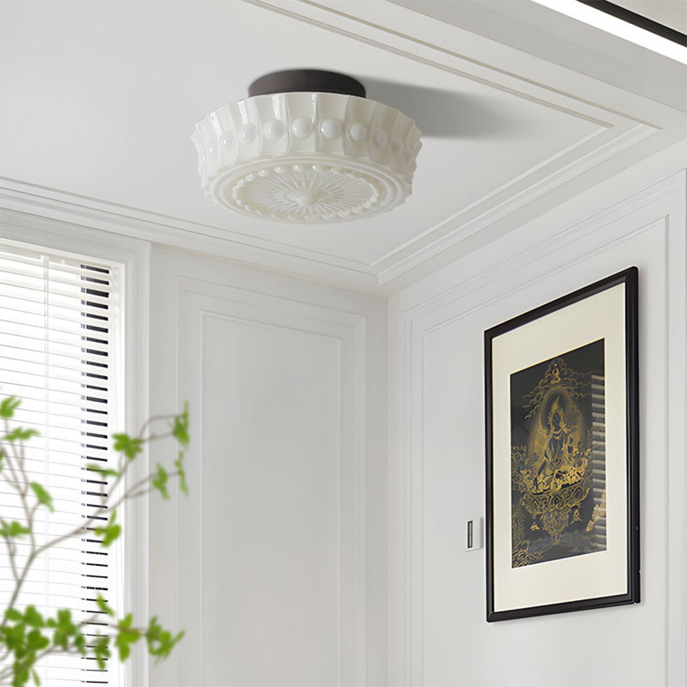 White Vintage Round Pendant Light