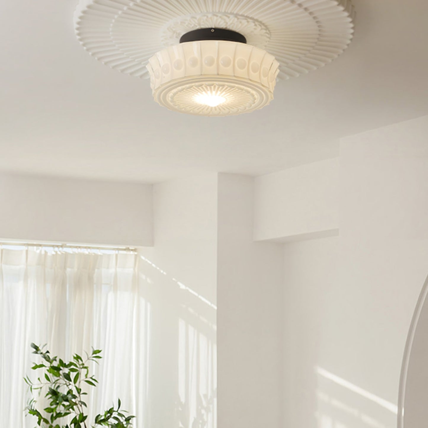 White Vintage Round Pendant Light