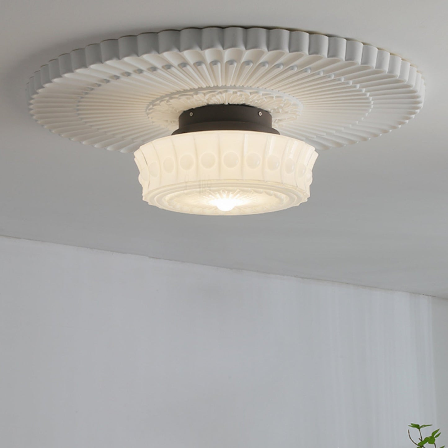 White Vintage Round Pendant Light