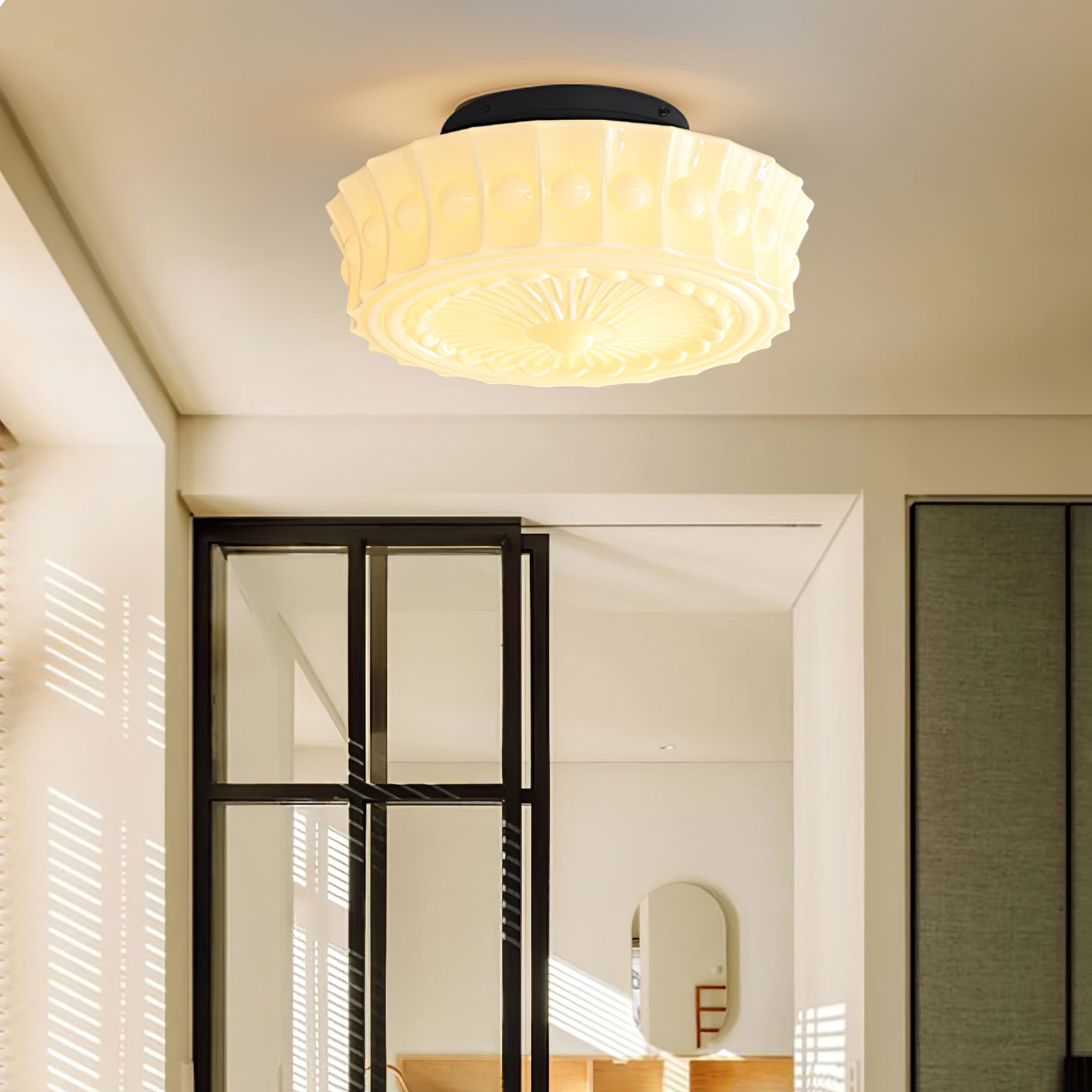 White Vintage Round Pendant Light