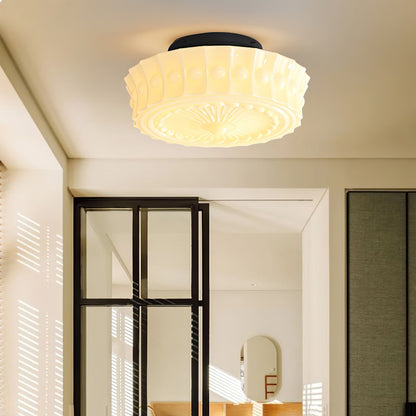 White Vintage Round Pendant Light